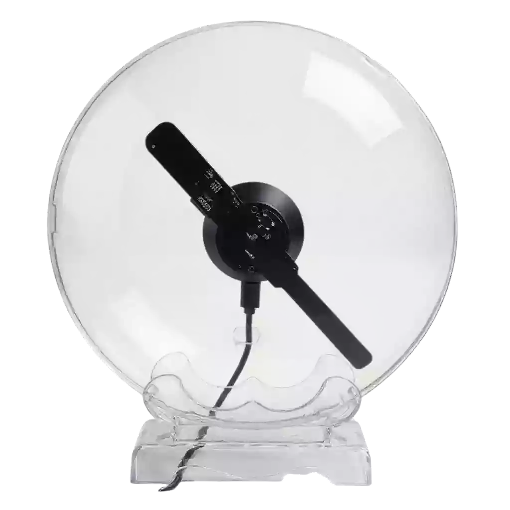 18cm portable 3D hologram fan with acrylic cover for tabletop advertising