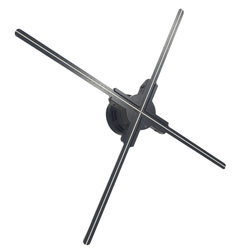 3D hologram fan displaying floating LED visuals for retail advertising