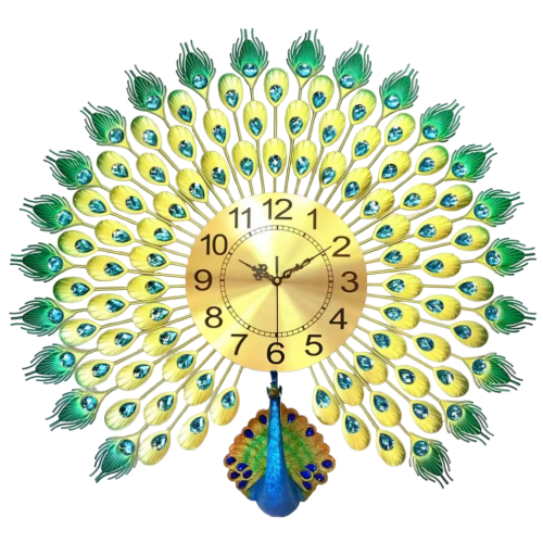 Peafowl Open Feather Luxury Designer Wall Clock