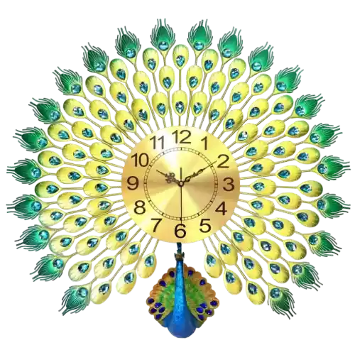 Peafowl Open Feather Luxury Designer Wall Clock Model 2