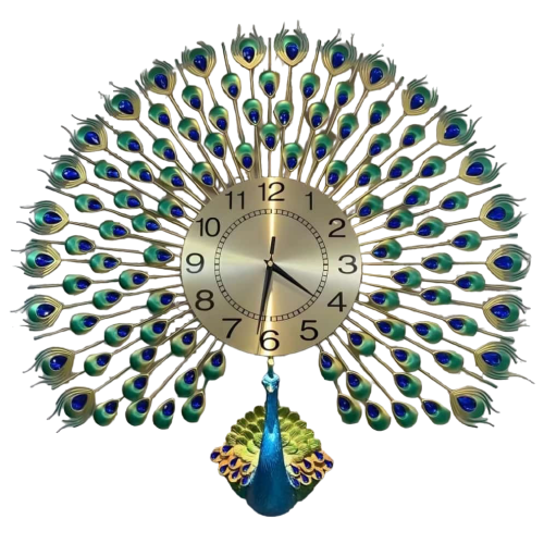 Peafowl Open Feather Designer Wall Clock (Model 4)